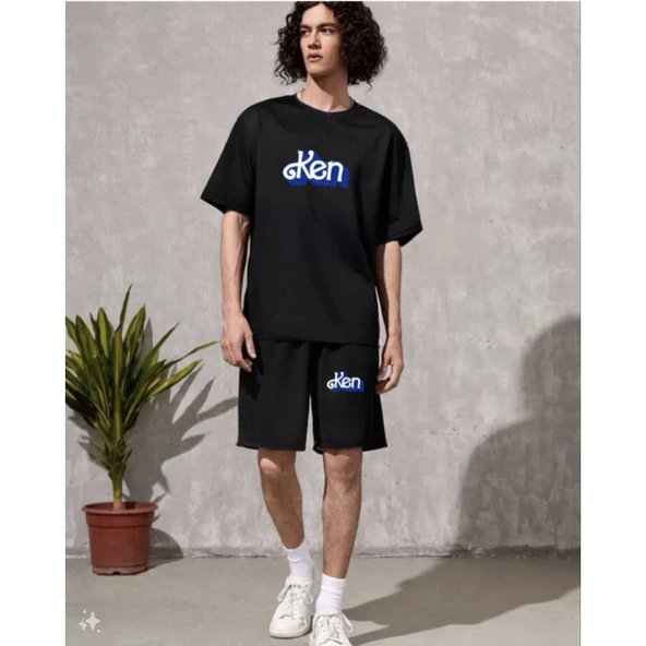 Lucky Life Erkek Baskılı İkili Şort Takım - Siyah - 2