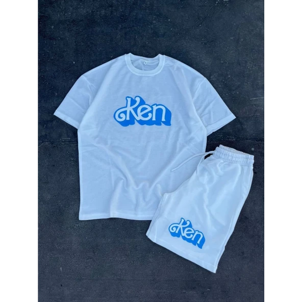 Lucky Life Erkek Baskılı İkili Şort Takım - Beyaz