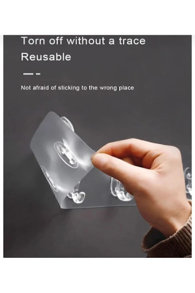5’li Kendinden Güçlü Yapışkanlı Şeffaf Duvar Askısı & Banyo & Mutfak & Ofis 1 Adet - 5