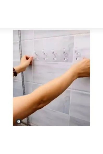 5’li Kendinden Güçlü Yapışkanlı Şeffaf Duvar Askısı & Banyo & Mutfak & Ofis 1 Adet - 3