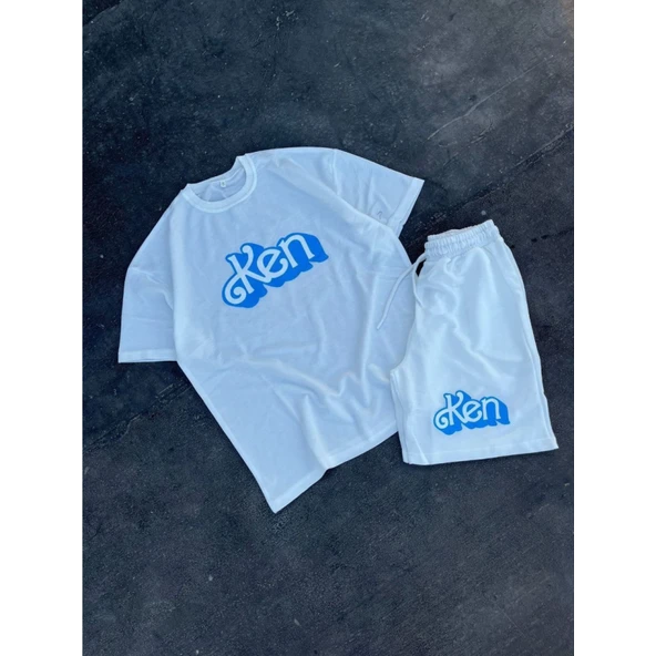 Lucky Life Erkek Baskılı İkili Şort Takım - Beyaz - 2