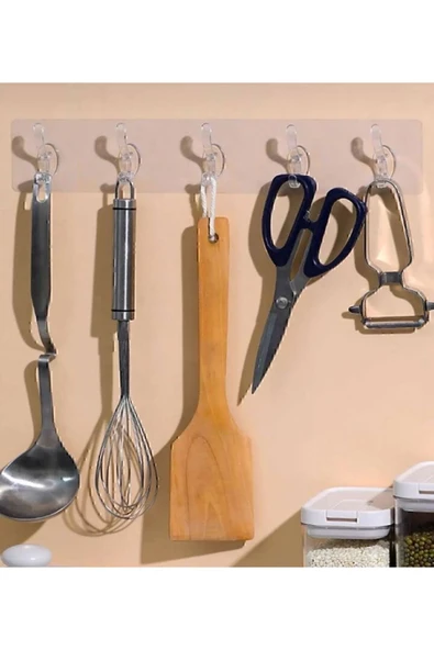 5’li Kendinden Güçlü Yapışkanlı Şeffaf Duvar Askısı & Banyo & Mutfak & Ofis 1 Adet - 2