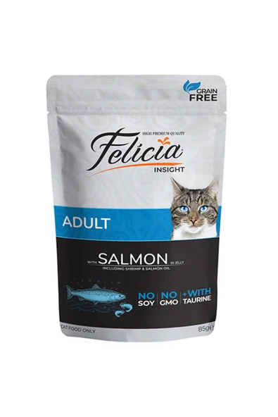 Felicia  Jelly Somonlu Ve Taurinli Pouch Tahılsız Yetişkin Kedi Konservesi 85 gr