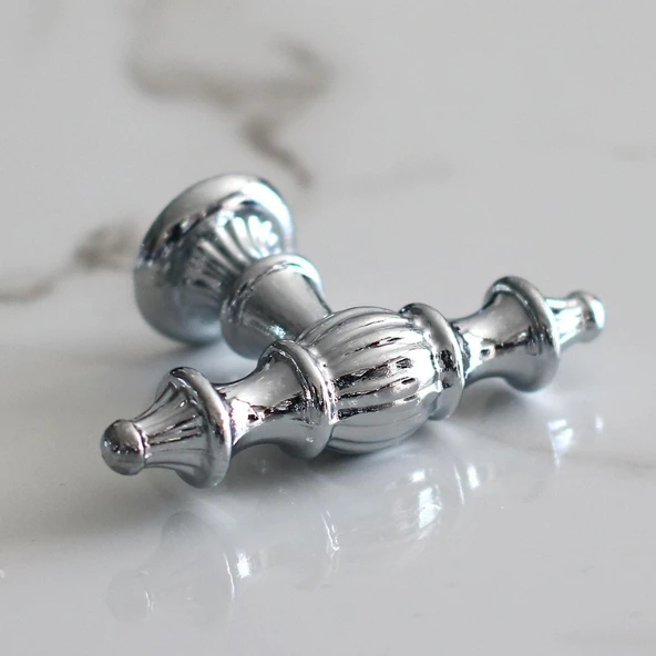 Şehzade Krom Gümüş Kulp Düğme 10 ADET  Mobilya Mutfak Çekmece Dolabı Dolap Kulpları Kapak Kulpu Kulb - Resim 4