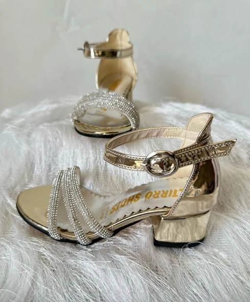 GALA önü açık taşlı topuklu çocuk ayk. - 5