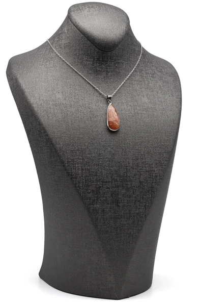 Güneş Taşı Doğal Taş 925 Ayar Gümüş Kolye - 2