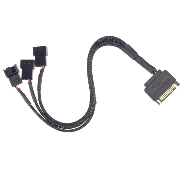 4597 Sata Power To Fan Çevirici 3 Port Y Pin PWM Çoklayıcı Splitter Fan Kablosu - 3