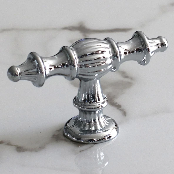 Şehzade Krom Gümüş Kulp Düğme 10 ADET  Mobilya Mutfak Çekmece Dolabı Dolap Kulpları Kapak Kulpu Kulb - Resim 2