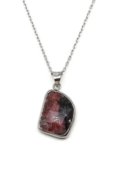 Rodonit Doğal Taş 925 Ayar Gümüş Kolye