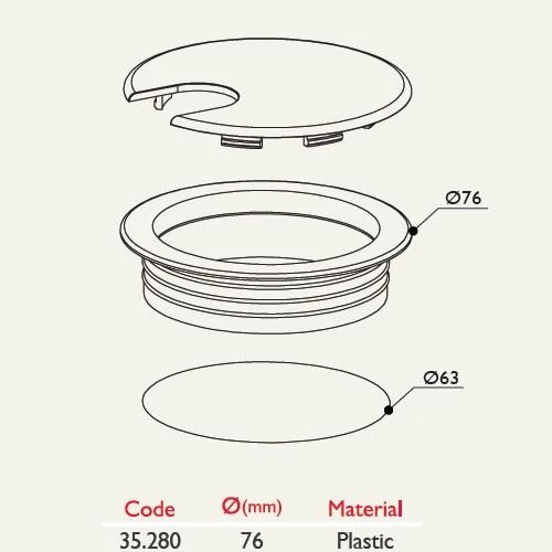 Kablo Kapağı Çap 63mm 8'li Paket GRi - 2