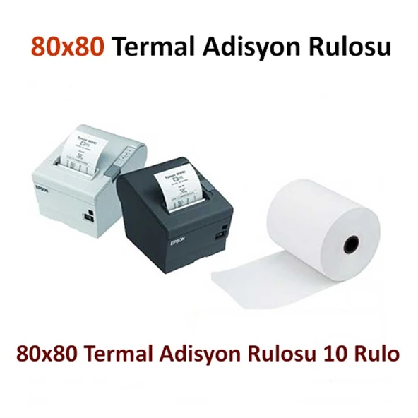 Termal Adisyon Yazıcı Kağıdı Rulosu 80x80 Adisyon Yazıcı Kağıdı (50 Adet) - 2