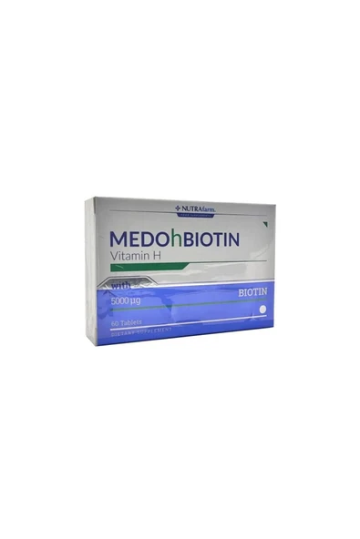 DERMOSKİN Medohbiotin 5 Mg 60 Tablet (Saç, Cilt ve Tırnak Güçlendirici Vitamin) Biotin Gıda Takviyesi