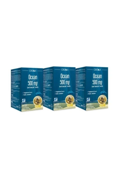 OCEAN 500 Mg Saf Balık Yağı 60 Kapsül 3'lü Paket