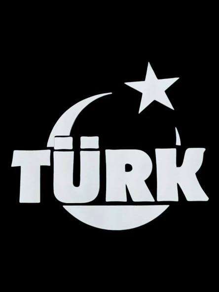 Türk Yazılı Türk Bayrağı Oto Sticker Beyaz 16X14 cm