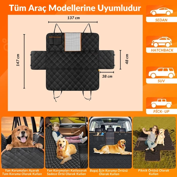 Glanz Oto Koltuk Örtüsü Evcil Hayvan Araba Koltuk Kılıfı Kedi Köpek İçin Koltuk Örtüsü Kılıf Hamak - 7