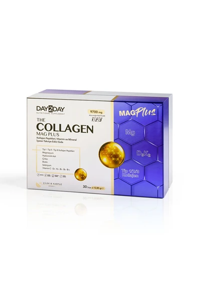 DAY2DAY The Collagen Mag Plus Çilek Ve Karpuz Aromalı Takviye Edici Gıda 9700mg 30 Şase