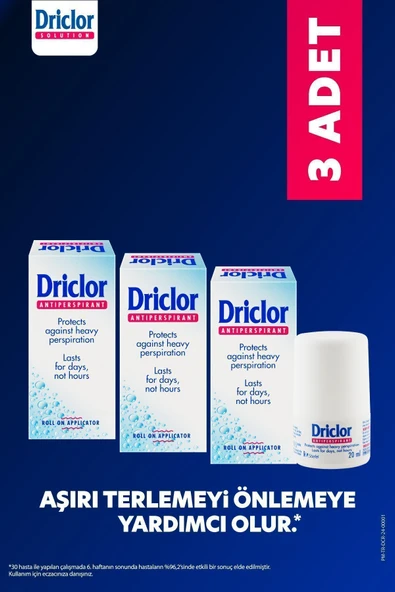 DRİCLOR Aşırı Terleme Önleyici Antiperspirant Roll-On 20ml X3