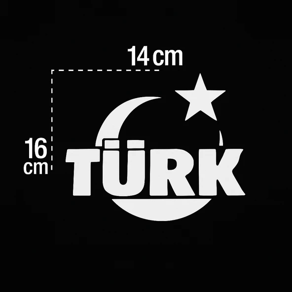 Türk Yazılı Türk Bayrağı Oto Sticker Beyaz 16X14 cm - 2