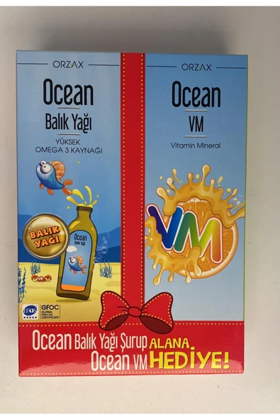 ORZAX Ocean Balık Yağı Şurup Portakal Aromalı 150 Ml+ Ocean Vm Şurup 150 ml