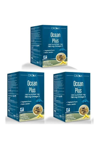 OCEAN Plus 50 Kapsül Balık Yağı 3 Adet