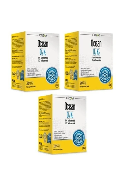 OCEAN Ocean Vitamin D3k2 Damla 20 Ml 3'lü Paket (miad 04/2022)