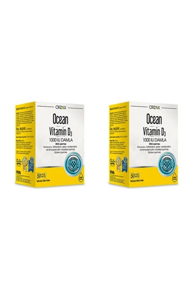 OCEAN Ocean Vitamin D3 1000 Iu Damla 50 Ml 2'li Paket