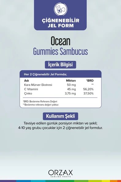 OCEAN Smart Gummies Sambucus Takviye Edici Gıda 64 Adet 8697595872680 - Resim 2