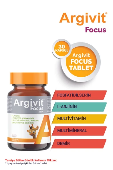 ARGİVİT Focus L-arjinin, Fosfotidilserin, Demir, Multivitamin Ve Multimineral Içeren Tablet 30 Tablet