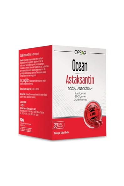 OCEAN Astaksantin Doğal Antioksidan (30 Kapsül)