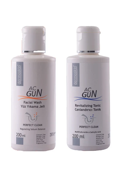 DERMOSKİN Akneli Ciltler Için Acgun Yüz Yıkama Jeli 200ml+ Acgun Canlandırıcı Tonik 200ml