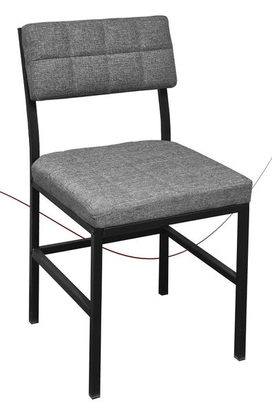Nemeron İkon Mutfak Sandalyesi Keten Kumaş Metal Sandalye Silinebilir Kafe Salon Sandalyesi - Gri - 3