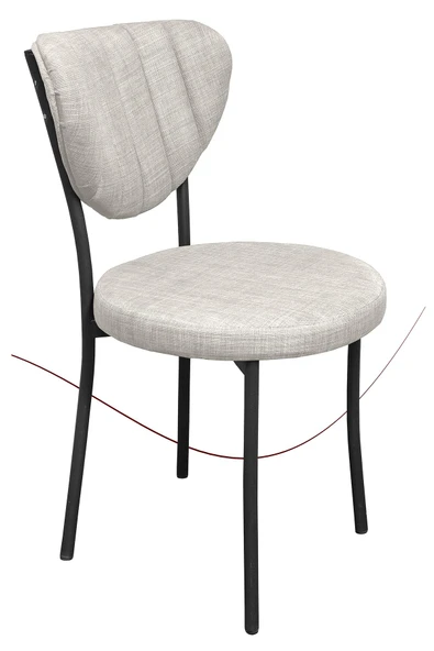 Nemeron Elit Mutfak Sandalyesi Keten Kumaş Metal Sandalye Silinebilir Kafe Salon Sandalyesi - Krem - 2