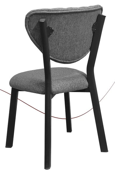 Nemeron Mutfak Sandalyesi Keten Kumaş Metal Sandalye Silinebilir Kafe Salon Sandalyesi - Gri - 3
