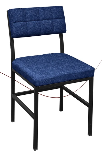 Nemeron İkon Mutfak Sandalyesi Keten Kumaş Metal Sandalye Silinebilir Kafe Salon Sandalyesi - Lacivert - 3