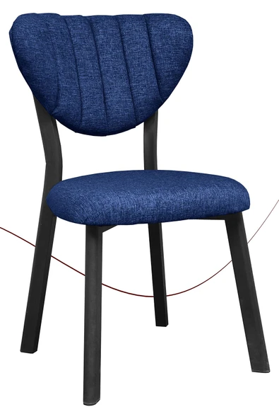 Nemeron Mutfak Sandalyesi Keten Kumaş Metal Sandalye Silinebilir Kafe Salon Sandalyesi - Lacivert