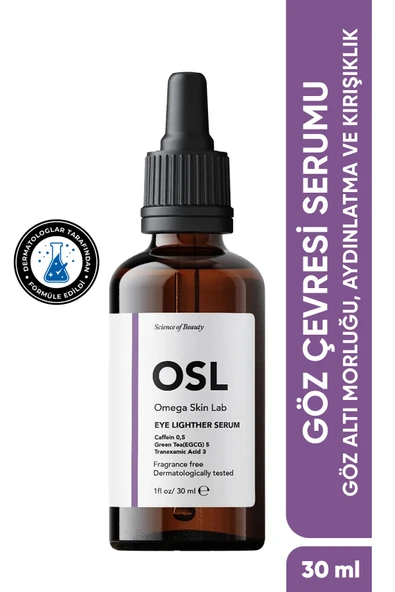 OSL OMEGA SKİN LAB Göz Altı Morluğu, Aydınlatıcı Ve Kırışıklık Için Göz Çevresi Serumu - Eye Lighter Serum 30ml