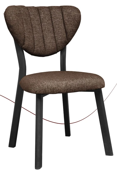 Nemeron Mutfak Sandalyesi Keten Kumaş Metal Sandalye Silinebilir Kafe Salon Sandalyesi - Kahve
