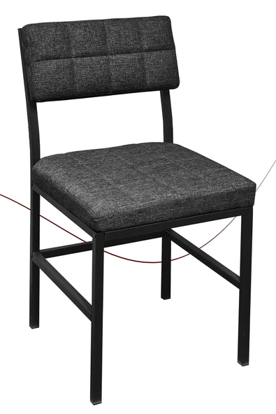 Nemeron İkon Mutfak Sandalyesi Keten Kumaş Metal Sandalye Silinebilir Kafe Salon Sandalyesi - Füme - 3