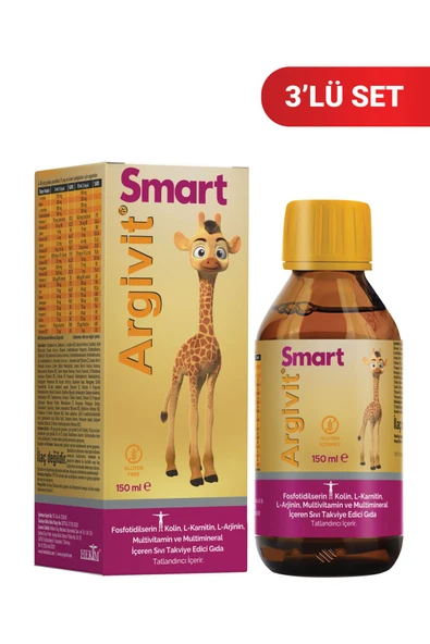 ARGİVİT Smart Fosfotidilserin,kolin,l-karnitin,l-arjinin,multivitamin,multimineral Şurup 150 ml 3’lü Paket