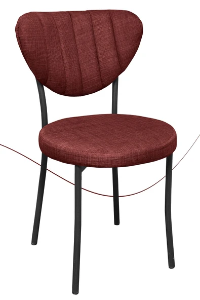 Nemeron Elit Mutfak Sandalyesi Keten Kumaş Metal Sandalye Silinebilir Kafe Salon Sandalyesi - Kırmızı