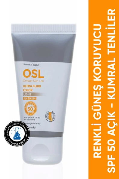 OSL OMEGA SKİN LAB Renkli Güneş Koruyucu Spf 50 Açık/kumral Tenliler Için Güneş Kremi - Ultra Fluid Spf 50 Color Light