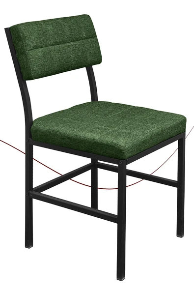 Nemeron İkon Mutfak Sandalyesi Keten Kumaş Metal Sandalye Silinebilir Kafe Salon Sandalyesi - Yeşil - 2