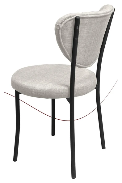 Nemeron Elit Mutfak Sandalyesi Keten Kumaş Metal Sandalye Silinebilir Kafe Salon Sandalyesi - Krem - 3