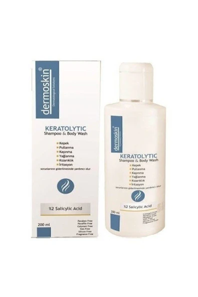 DERMOSKİN Keratolytic Shampoo Body Wash | Kepek Önleyici Şampuan | Saç ve Vücut Şampuanı | Saç Bakımı | 200 ml