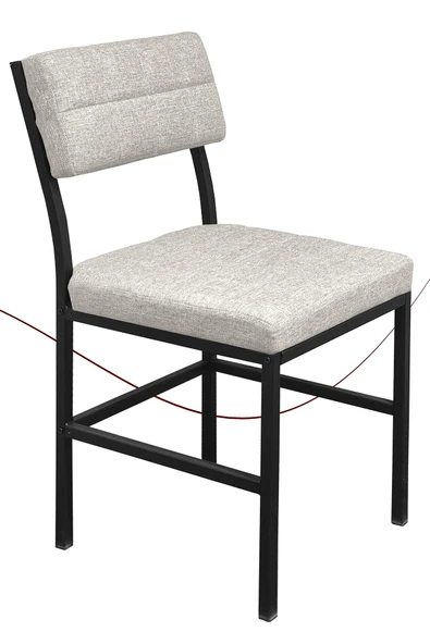 Nemeron İkon Mutfak Sandalyesi Keten Kumaş Metal Sandalye Silinebilir Kafe Salon Sandalyesi - Krem - 2