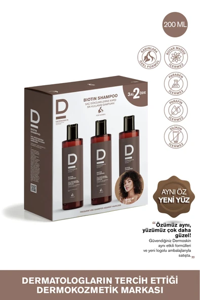 DERMOSKİN Biotin Kadın Şampuan 200ml 3 Al 2 Öde