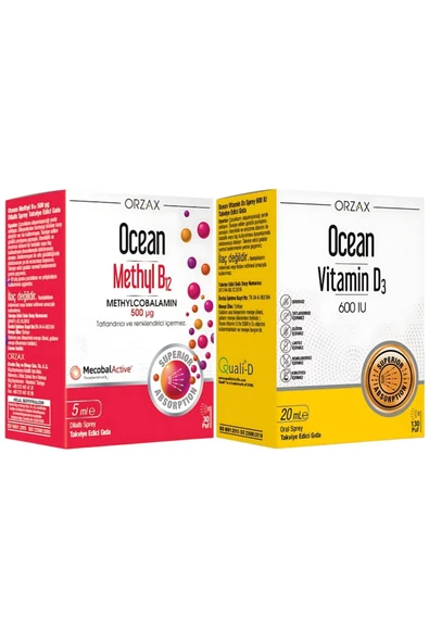 OCEAN Methyl B12 Sprey 500mcg 5ml + Vitamin D3 600ıu Sprey 20ml