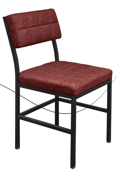 Nemeron İkon Mutfak Sandalyesi Keten Kumaş Metal Sandalye Silinebilir Kafe Salon Sandalyesi - Kırmızı - 2