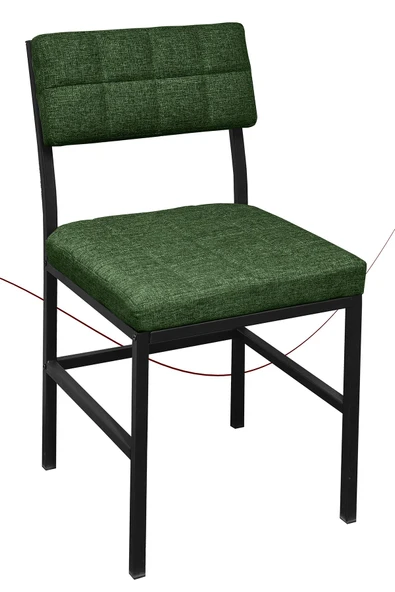 Nemeron İkon Mutfak Sandalyesi Keten Kumaş Metal Sandalye Silinebilir Kafe Salon Sandalyesi - Yeşil - 3
