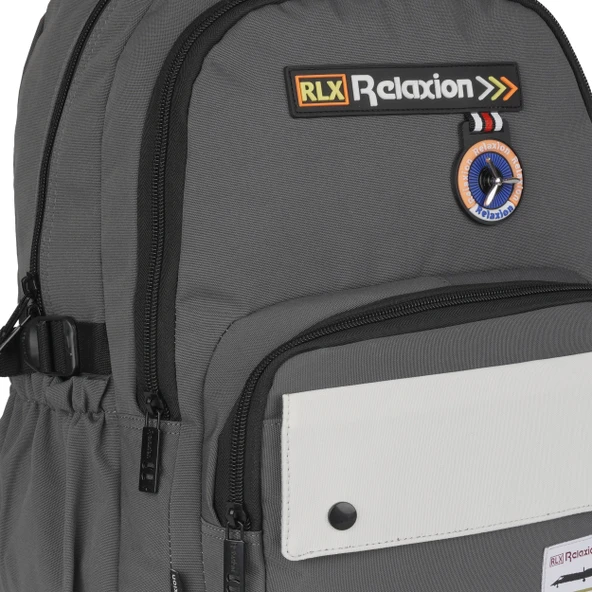 Relaxion Gri 2057 Su Geçirmez Astarlı Kumaş Okul Sırt Çantası - 2